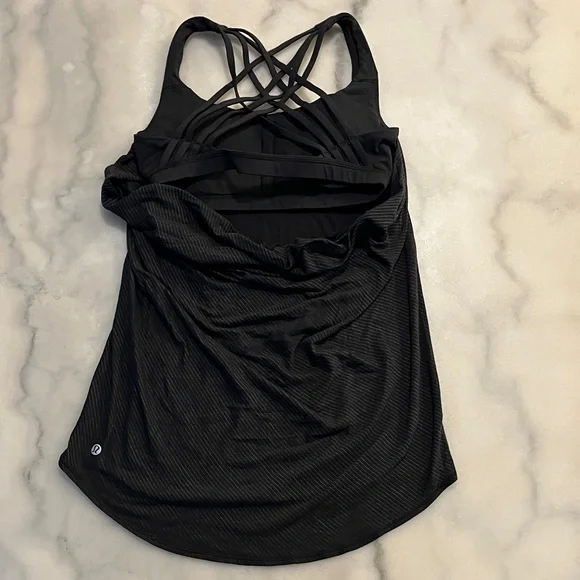 Lululemon Athletica Black Strappy Tank Top with Built in Bra with Removable Pads - Picture 3 of 5